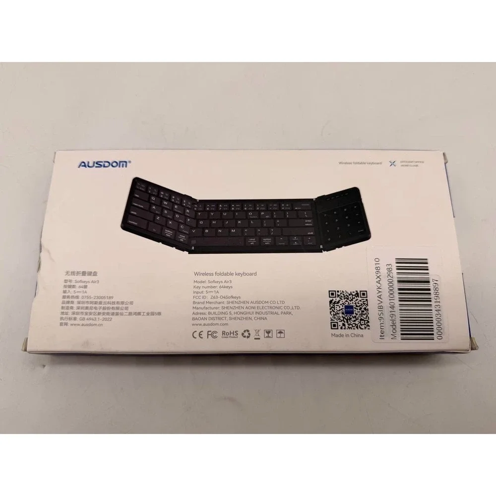 AUSDOM SOFKEYS Air 3 Wireless Foldable Keyboard with Numpad